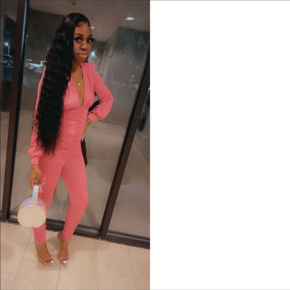 Pink Ruched Jumpsuit